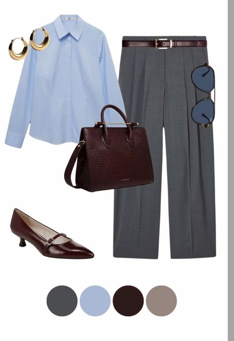 Pre Fall Outfits, Classic Aesthetic, Grey Outfit, Winter Fits, Blue Outfit, Style Mistakes, Slate Blue, Fashion Help, Office Fashion