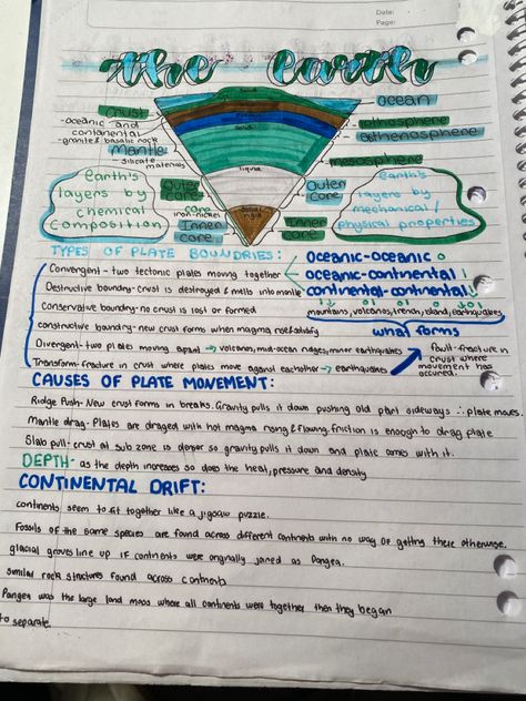 Plate Tectonics Notes, Earth Layers, Plate Tectonics, School Things, Physical Properties, Life Hacks For School, Notes Design, School Motivation, School Hacks