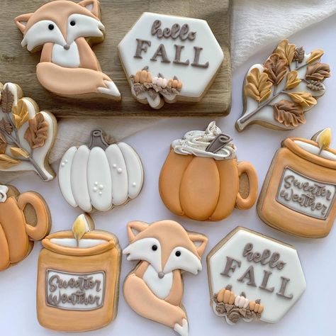 Fall Mug Cookies Decorated, Fall Mini Cookies Decorated, Fall Decorated Cookie Sets, Autumn Cookies Decorated, Fall Sugar Cookies, Fall Hot Chocolate, Autumn Cookies, Flavored Cookies, Fall Decorated Cookies