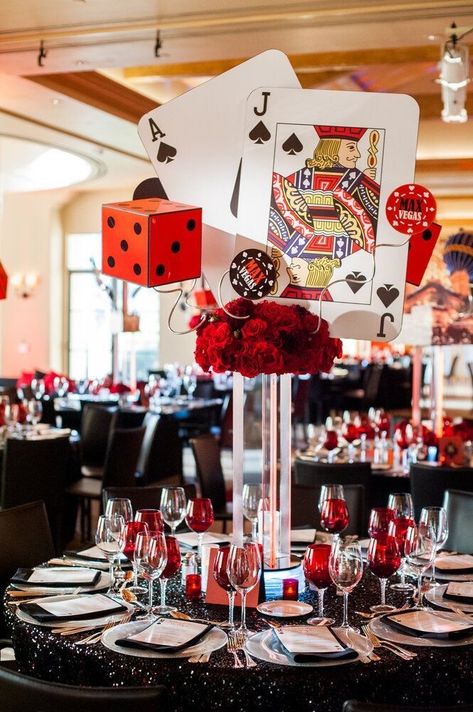 Casino Themed Centerpieces, Casino Theme Party, Casino Birthday Party, Vegas Theme Party, Casino Birthday, Las Vegas Party, Casino Theme Party Decorations, Vegas Theme, Casino Party Decorations