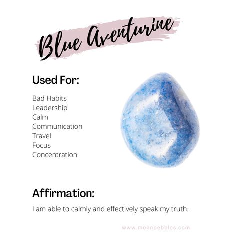 Healing Properties of Blue Aventurine – Moon Pebbles Aventurine Meaning, Adventurine Crystal, Blue Aventurine, Masculine Energy, Aventurine Crystal, Crystals Healing Properties, Crystals Healing, Witchy Stuff, Passive Aggressive