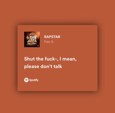 spotify quotes Polo G Quotes, Polo G Lyrics, Mgk Lyrics, Insta Notes, Polo G, Rap Lyrics Quotes, Spotify Lyrics, Music Taste, Rap Lyrics