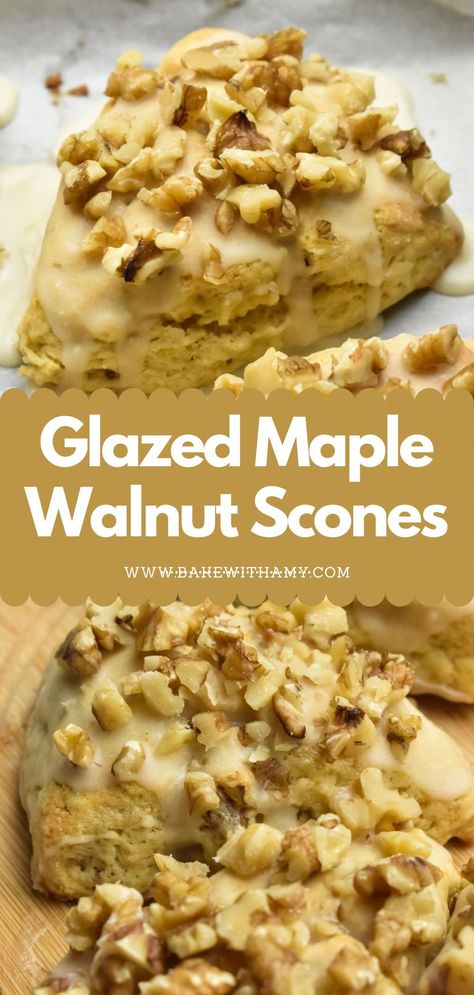 Maple Nut Scones, Maple Scones Recipe Easy, Maple Nut Muffins, Walnuts Desserts Easy Recipes, Maple Walnut Scones Recipe, Desserts Made With Maple Syrup, Recipes With Walnuts Baking, Maple Syrup Desserts, Holiday Scones