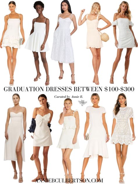 Graduation dresses under 100 / affordable graduation dresses / white graduation dresses / bridal dresses / rehearsal dinner dresses / cocktail dresses/ spring dresses / college or high school graduation / under your cap and gown / cute graduation dresses / midi / diploma / reformation white dresses Graduation White Dress High School, Cute Graduation Dresses, High School Graduation Dress, White Graduation Dresses, Graduation White Dress, Graduation Dress High School, Graduation Dresses White, Graduation Party Dress, Graduation Dress College