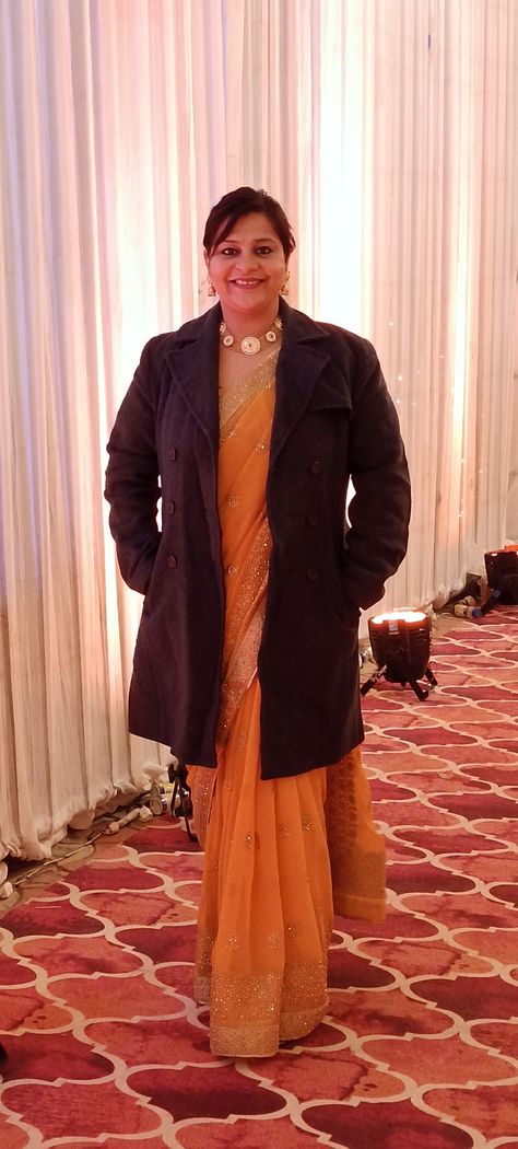 Winter Styling #Sareelover#Chilling temperatures Winter Saree Look, Saree In Wedding, Winter Styling, Winter Coats, Winter Dresses, Winter Fashion, Saree, Dresses, Quick Saves