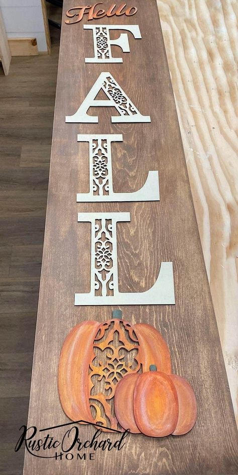 Porch Wood, Front Wall Design, Fall Wood Signs, Thanksgiving Signs, Diy Porch, Fall Farmhouse, Wallpaper Walls Decor, Front Wall, Farmhouse Fall Decor