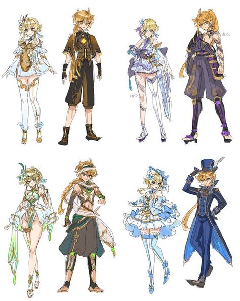 Aether Sumeru Clothes, Aether Inazuma Outfit, Inazuma Outfit Ideas, Lumine Outfit Designs, Genshin Character Redesign, Genshin X Lumine, Honkai Impact Outfits, Aether Redesign, Sumeru Outfit