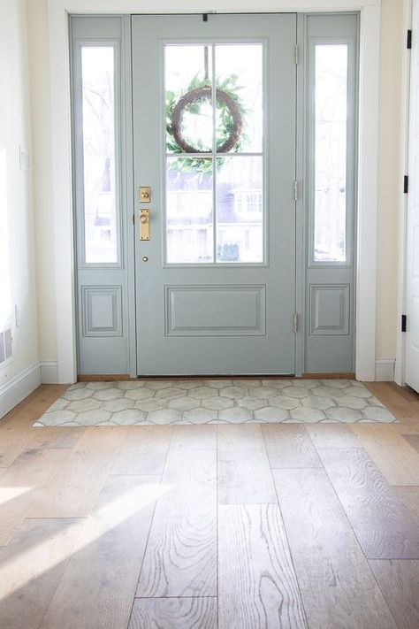 Hardwood Flooring and Tiles #hardwooflooring #tiles #bluedoor #farmhousedesign #frontdoor #entryway #farmhouseentryway Entryway Flooring, Front Door Colors, Hus Inspiration, Engineered Hardwood Flooring, Hardwood Flooring, House Flooring, Engineered Hardwood, 인테리어 디자인, House Front