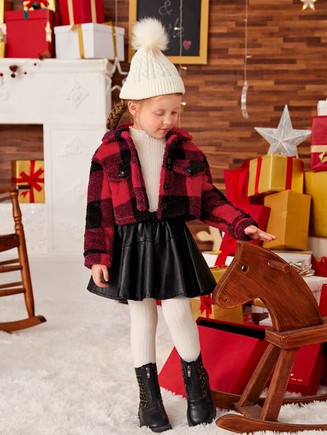 Cute Christmas Outfits For Kids, Snow Outfits For Women, Childrens Fashion Trends, Kids Formal, Cute Christmas Outfits, Kids Winter Fashion, Buffalo Plaid Pattern, Girls Christmas Outfits