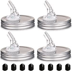 Mason Jar Pour Spouts. free flow Mason Jar Pour Spouts, mason jar for spout regular mouth size 70mm dispenser germination cover. Suitable for any liquid. Leak-Proof 4-Pack + 8 Lid Caps (silver color) Home Kitchen Bar, Canning Lids, Mason Jar Lids, Ceiling Fan In Kitchen, Free Flowing, Canning Jars, Bath Fixtures, Types Of Lighting, Jar Lids