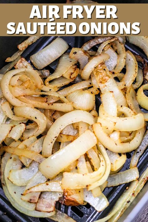 Making sautéed onions in the air fryer is quick and easy! Soft and caramelized, these air fryer onions are done in less than 15 minutes! Air Fryer Onions, Fried Onions Recipe, Vegetable Pasta Bake, Onion Grilled Cheese, Creamy Pasta Bake, Sautéed Onions, Cooks Air Fryer, Side Dishes For Chicken, Healthy Weeknight Meals