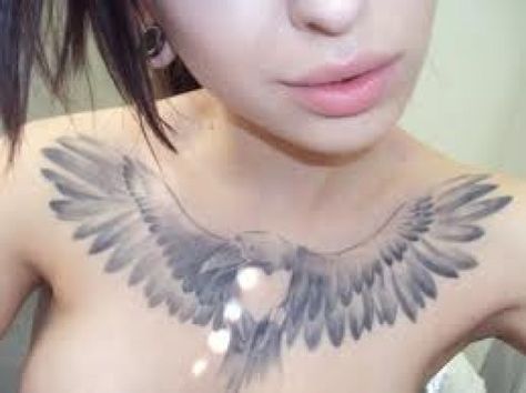 Raven Tattoos And Meanings-Raven Tattoo Designs And Ideas-Raven Tattoo Pictures Raven Chest Tattoo, Raven Tattoo Meaning, Crow Tattoo Design, Chest Tattoo Female, Raven Wings, Tattoo Female, Underboob Tattoo, Crow Tattoo, Raven Tattoo