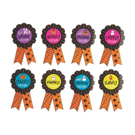 Halloween Costume Award Sticker Badges - OrientalTrading.com Halloween Costume Categories, Best Costume Prize Ideas, Halloween Costume Prizes, Costume Contest Prize Ideas, Costume Contest Categories, Halloween Costume Contest Awards, Hr Ideas, Neighborhood Events, Halloween Costume Awards