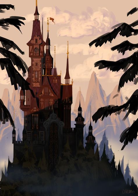 Disney Architecture, Concept Art Landscape, Castle Illustration, Blond Amsterdam, Castle Art, Disney Concept Art, Back Ground, Fantasy Castle, Fairytale Art