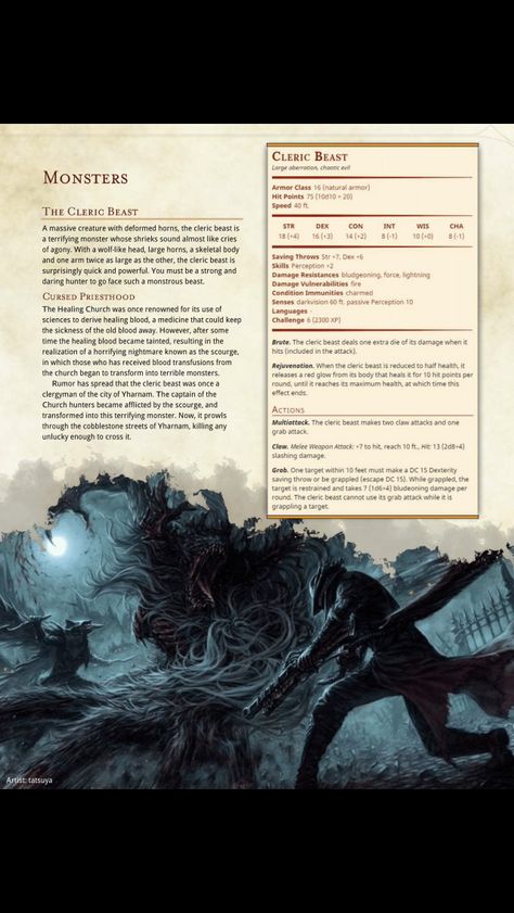 Cleric Beast Dnd Stats, Creaturi Mitice, Creature Fantasy, Mythical Monsters, Dnd Races, Dungeons And Dragons 5e, D D Monsters, Dnd Dragons, Dnd 5e Homebrew