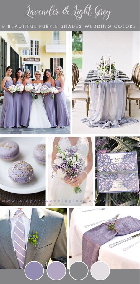 Lilac Wedding Themes, Summer Wedding Color Palette, Lavender Wedding Theme, Wedding Color Schemes Spring, Wedding Color Palette Summer, Lilac Bridesmaid, White Bouquets, Wedding Color Scheme, Wedding Themes Spring