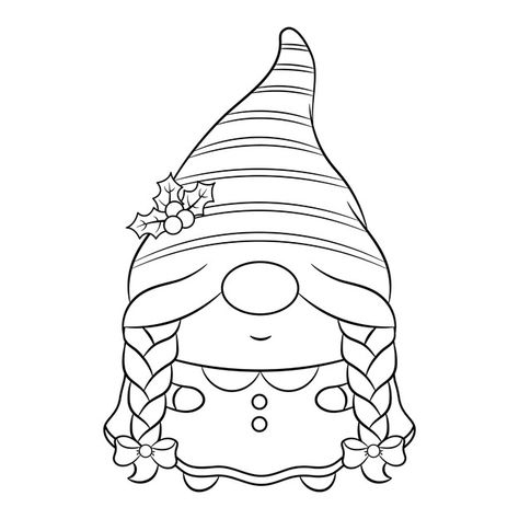 Sketch of cute christmas female gnomes d... | Premium Vector #Freepik #vector #christmas #xmas #character #cartoon Christmas Gnome Template Free Printable, Girl Gnome Drawing, Easy Gnome Drawing, Female Gnomes, Gnome Noel, Gnome Drawing, Female Gnome, Gnome Paint, Christmas Tattoo