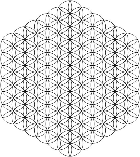 Flower Of Life Geometric Pattern, Seed Of Life Pattern, Flower Of Life Tattoos, Life Flower Tattoo, Flower Of Life Tattoo Mandala, Flower Of Life Tattoo Design, Geometric Circle Pattern, Geometric Tattoo Stencil, Geometric Tattoo Pattern