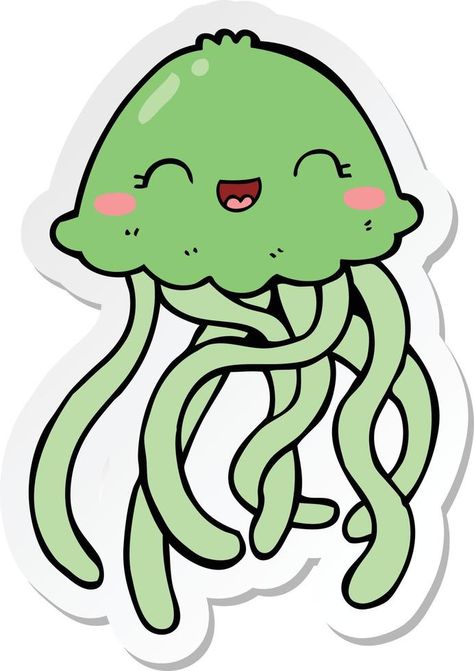 sticker of a cute cartoon jellyfish Jellyfish Cartoon Cute, Medusa Animal, Cartoon Jellyfish, Cartoon Cute, Ocean Life, Jellyfish, Cute Cartoon, Sofia, Vector Free