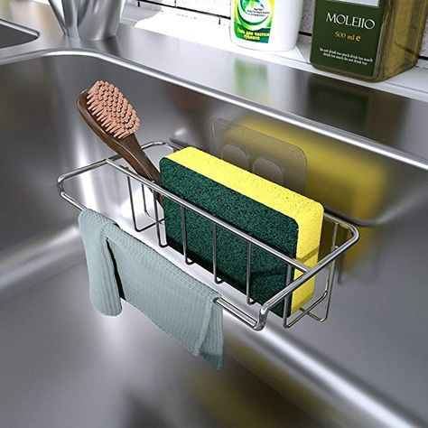 Amazon.com: Adhesive Sink Organizer Sponge Holder+Dish Cloth Hanger, 2 in 1, Ideal for Removable Hanging Sink Caddy Brush Holder or Adhesive Sink Rack Dish Drainer, SUS304 Rust Proof, No Drilling: Kitchen & Dining Sink Caddy Ideas, Dish Rag Holder, Sink Caddy Kitchen, Kohler Kitchen Sink, Sponge Holder Kitchen, Kohler Kitchen, Kitchen Sink Caddy, Sink Sponge Holder, Sink Rack