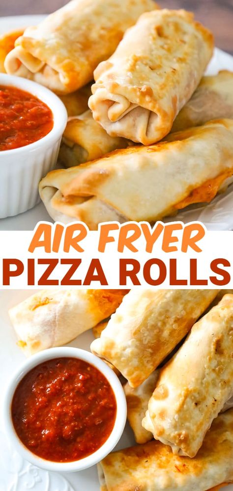 Recipes Using Egg Roll Wrappers, Air Fryer Pizza Rolls, Pepperoni And Mozzarella, Wonton Wrapper Recipes, Air Fryer Pizza, Pizza Roll Recipe, Pizza Pockets, Wonton Recipes, Egg Roll Wrappers