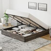 Lift Up Bed, Bed Frame Metal, Bed Designs With Storage, Storage Platform Bed, Bed Frame Design, Wooden Platform Bed, Storage Platform, King Bed Frame, Bed Frame With Storage