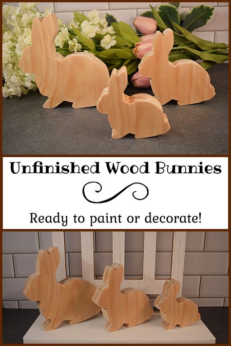 Easter Bunny Cutout, Bunny Cutout, Crafts For Easter, Craft Blanks, Cute Shelf, Wood Bunny, Easter Tiered Tray, Unfinished Wood Crafts, Shelf Sitters