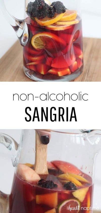 A fresh and fruity non-alcoholic sangria recipe that makes the most refreshing drink for any event! Not to mention that it looks absolutely beautiful. This will quickly become your new favorite virgin drink! #sangria #sangriarecipe #nonalcoholic #nonalcholicsangria #drinks #drinkrecipe #beverages #mocktails #fruit #recipes #iheartnaptime Drinks Non Alcoholic, Virgin Sangria, Non Alcoholic Sangria, Mocktail Drinks, Alcohol Free Drinks, Drink Recipes Nonalcoholic, Sangria Recipe, I Heart Naptime, Brunch Drinks