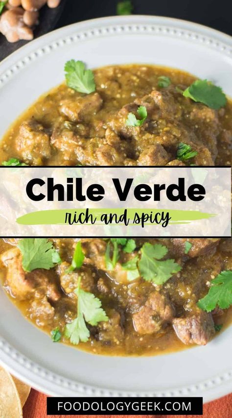 Chilli Verde Recipe, Authentic Chile Verde, Easy Recipe With Chicken, Chile Verde Sauce, Chili Verde Sauce, Pork Verde, Chile Verde Pork, Chile Verde Recipe, Mexican Pork Recipes