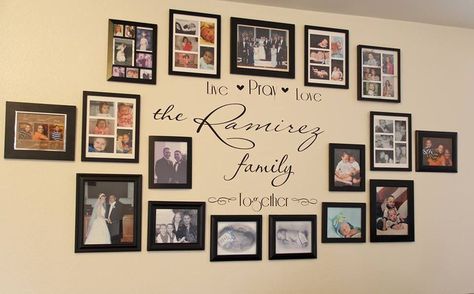 Family Gallery Wall Ideas, Wall Pictures Ideas, Wall With Pictures, Family Photo Frames Collage, Family Frame Wall, Wall Collage Ideas, Rustic Window Frame, Wall Frame Design, Family Tree Wall Decor