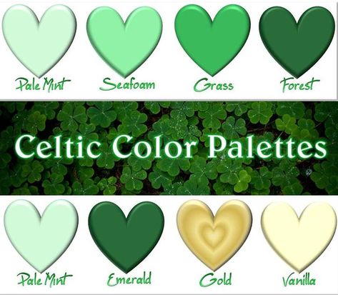 celtic color palette - Google Search Celtic Wedding Ideas, Day Color Palette, Green Colour Scheme, Emerald Green Colour, Celtic Heritage, Eco Wedding, Celtic Wedding, Irish Wedding, Eco Chic