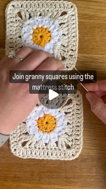 Catherine Neil on Instagram: "Little tip for you this Tuesday 🧶

My one and only method for seaming granny squares together is the mattress stitch! This method is super seamless and you pull it looser or tighter for an even finish 💜

What’s your favourite method of sewing?

Of course the CJAYG is the best if you want to avoid sewing all together but not all squares allow for it, including the Daisy granny square!

#crochet #crochetlove #yarnlove #crochetaddict #crochettips #crochetlesson #tiptuesday #learntocrochet #crochetersofinstagram #yarnaddict #freecrochetpattern #freecrochet #crochetideas #etsy #etsycrochet #smallbusiness" Daisy Granny Square, Joining Granny Squares, Mattress Stitch, My One And Only, Crochet Lessons, Square Crochet, Granny Squares, Learn To Crochet, Crochet For Beginners