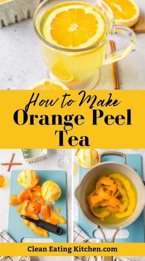 This Orange Peel Tea recipe is a super healthy hot drink made by simmering organic orange peels in water, with options to add flavors like cinnamon. Full of vitamin C and antioxidants, it’s a great health-promoting beverage. Inflammatory Drinks, Orange Peel Tea, How To Make Orange, Dried Orange Peel, Orange Peels, Herbal Teas Recipes, Orange Tea, Natural Drinks, Tea Recipe