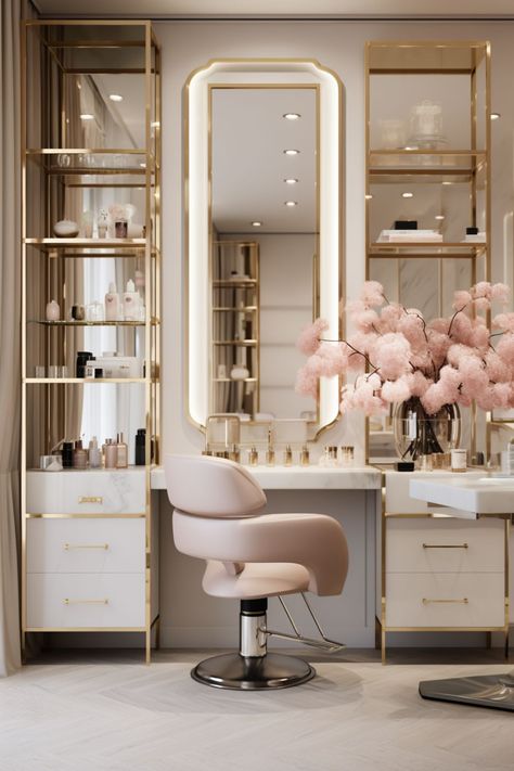 beauty room design  room ideas for small rooms  room  decor ideas  room decor Makeup And Clothes Room, Amazing Makeup Vanity, Perfume Room Ideas, Makeup Studio Vanity, Makeup Desk Luxury, Make Up Dresser Ideas Vanities, Glam Makeup Room, Office And Beauty Room Combo, Luxury Makeup Studio