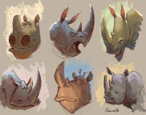 Dive into The Art of Sergio Mancinelli, a Character Designer and Visual Developer based in Milan, Italy. Hippo Character, Beavis Y Butthead, Rhino Illustration, Rhino Art, Character Design Animals, Animal Character Design, Animal Sketch, Animal Caricature, Drawing Animals