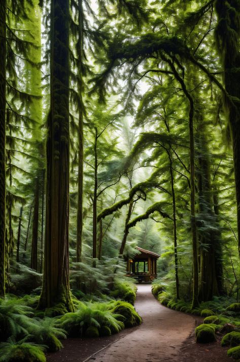 Discover the magic of the Hoh Rain Forest!  Lush trails lead to the serene Hall of Mosses, where ancient trees draped in moss create a tranquil haven. #HohRainforest #OlympicNationalPark #PNW Hall Of Mosses, Washington Nature, Hoh Rainforest, Forest Magic, Temperate Rainforest, Sitka Spruce, Rain Forest, Olympic National Park, Vibrant Green