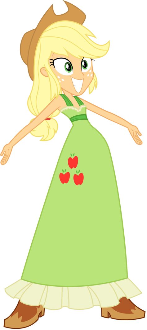 EQG+-+Applejack's+Green+Dress+by+Kishmond.deviantart.com+on+@deviantART Equestrian Girls Outfit, Mlp Applejack, Red Hair Cartoon, Canterlot High, My Little Pony Applejack, Girl Green Dress, Apple Jack, Rainbow Rocks, Zelda Twilight Princess