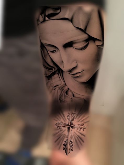 Blessed Mother Tattoo, Small Virgin Mary Tattoo, Virgin Mary Tattoos, Virgen Mary Tattoo, Mary Tattoos, Mother Mary Tattoos, Maria Tattoo, Cute Shoulder Tattoos, Mercy And Grace