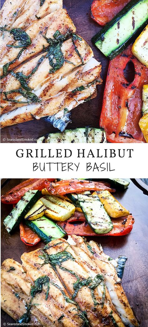 Bbq Halibut Recipes, Grilled Halibut Recipes, Smoked Halibut, Grilled Halibut, Halibut Recipes, Grilled Peppers, Brine Recipe, Basil Recipes, Bbq Sauce Recipe