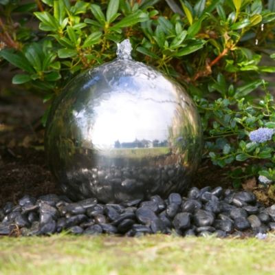 30cm Solar Powered Stainless Steel Sphere Water Feature Solar Powered Water Feature, Sphere Water Feature, Diy Solar Fountain, Solar Water Feature, Outdoor Water Features, Garden Water Fountains, Fountains Backyard, Solar Fountain, Waterfalls Backyard