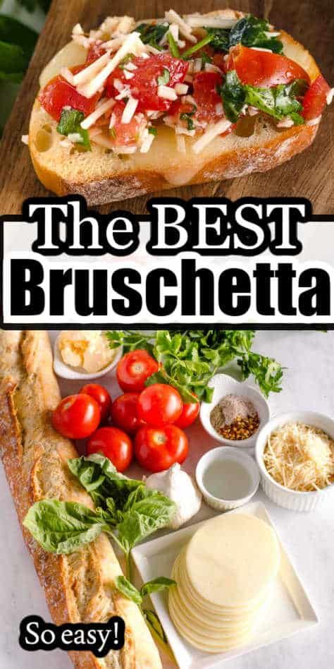 This bruschetta recipe is my favorite of all-time. I make it anytime I have guests come over too and they love it. Bruschetta Brie Appetizer, How To Make Bruschetta Bread, Brusetta Appetizer With Cheese, Easy Bruschetta Appetizers, Fresh Bruschetta Recipe, Brushetta Appetizers Dip, Appetizers For Italian Dinner Party, Bruchetta Recipe Bruschetta, Bread For Bruschetta