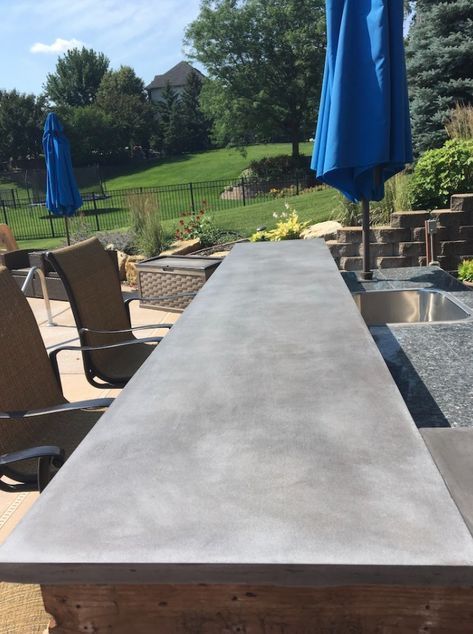 Order now for spring delivery. Custom Concrete Bar Tops, Table Tops and Counters. Made in Bloomington, MN. Shipped Nationwide. Concrete Bar Top, Concrete Countertop Ideas, Outdoor Concrete Countertops, Rooftop Vibes, Concrete Bar, Concrete Table Top, Bar Counter Design, Bar Tops, Gray Concrete