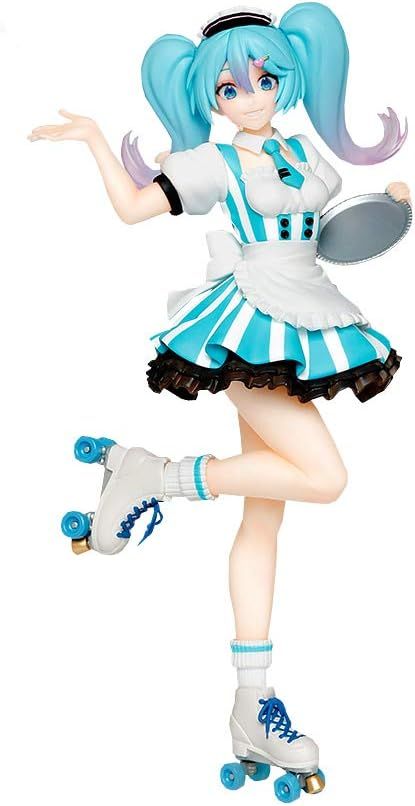 This is soooooo cute, I can't >>.<< ( Taito Hatsune Miku Costumes Cafe Maid Version Figure, 7" ) Hatsune Miku Costume, Miku Figures, Miku Hatsune Vocaloid, Miku Vocaloid, Anime Figurines, La Face, Anime Dolls, Figure Poses, Mystic Messenger