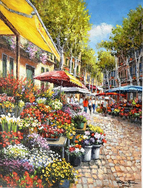 Art Society, Art Competitions, New York Art, Flower Market, Street Scenes, Young Artist, Flower Shop, Beautiful Paintings, Beautiful Landscapes