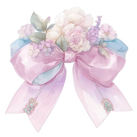 Elegant floral pastel bow | free image by rawpixel.com / Kappy Everskies Items, Pastel Bows, Png Coquette, Royal Aesthetic, Floral Chandelier, Watercolor Plants, Diy Crafts For Kids Easy, Cute Doodles Drawings, Baby Art