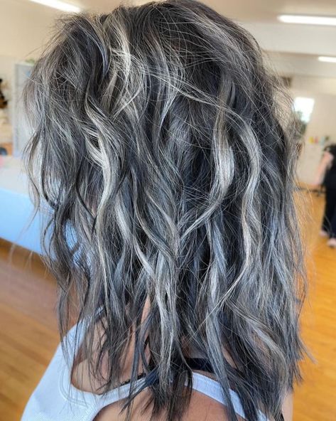 Champaign Blonde, Highlights In Black Hair, Blonde Melt, Transitioning To Gray Hair, Iridescent Hair, Gray Highlights, Grey Hair Transformation, Hair 101, Gorgeous Gray Hair