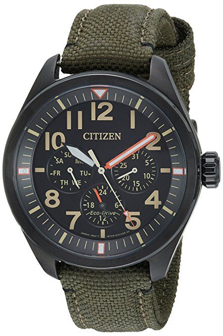 Citizen Men's 'Military' Quartz Stainless Steel and Nylon Casual Watch, Color:Green (Model: BU2055-16E) Citizen Watches, Field Watches, Citizen Watch, Citizen Eco, Eco Drive, Military Watches, Military Men, Stylish Watches, Casual Watches