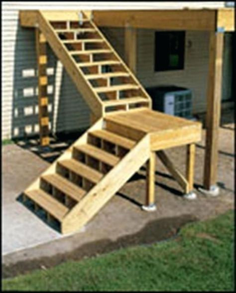 Deck Stairs Landing, Post Anchors, Railings Stairs, Deck Staircase, Garage Stairs, Open Stairs, Deck Steps, Building Stairs, Escalier Design