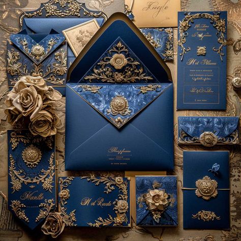 Elegant Royal Blue Wedding Theme for Modern Couples • 333+ Art Images Royal Blue And Champagne Wedding Theme, Royal Blue Themed Wedding, Regal Themed Wedding, Wedding Royal Blue And Gold, Wedding Color Schemes Royal Blue, Wedding Ideas Dark Blue, Royal Blue Wedding Aesthetic, Royal Theme Wedding, Royal Ball Theme