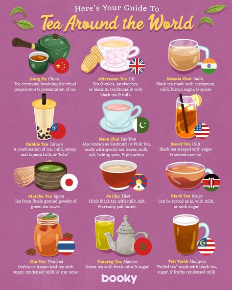 Types Of Teas, Homemade Cookbook, Around The World Food, 귀여운 음식 그림, Food Infographic, Delicious Snacks Recipes, Food Facts, Tea Cakes, Tea Recipes